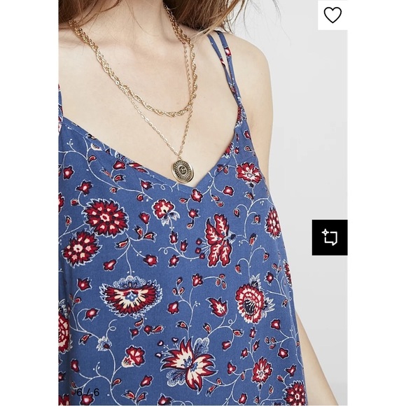 Gap Day Midi Dress Women's Size M Blue/Red Floral – Rayon, Sleeveless, V-Neck - Picture 10 of 12